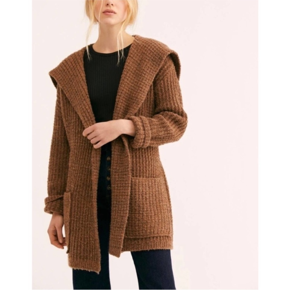 Free People Women's Button Front Taffy Cardigan Brown Sweater Medium